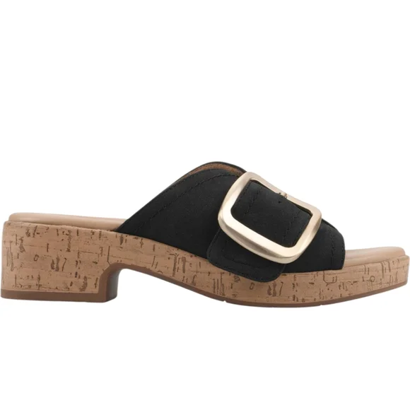 Cliffs by White Mountain Women's Black Nubuck Summer Comfy Slide Sandals - Picture 6 of 16